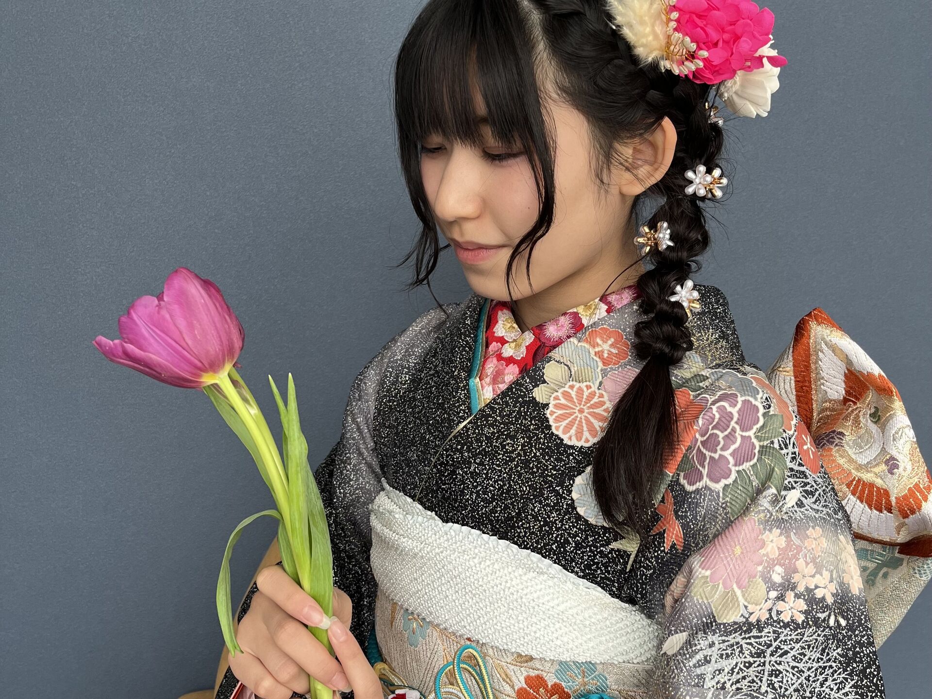 成人式振袖 着付、ヘアセット（メイク無し）¥24200税込